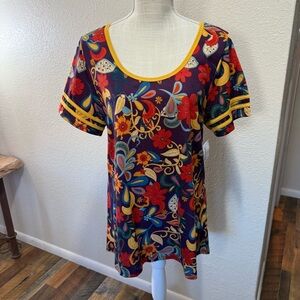 LuLaRoe - Classic T - Colorful Floral Short Sleeve Top - Size Large - NWT